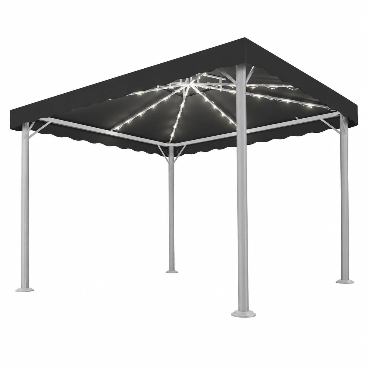 Gazebo pieghevole in alluminio con luci LED, 300x300 cm, antracite, resistente e stabile con protezione UV, ideale per eventi all'aperto