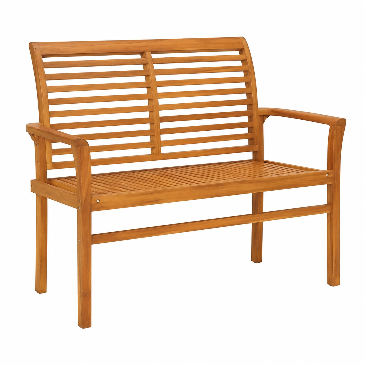 Panchina da giardino in teak massello 112 cm con cuscino grigio imbottito