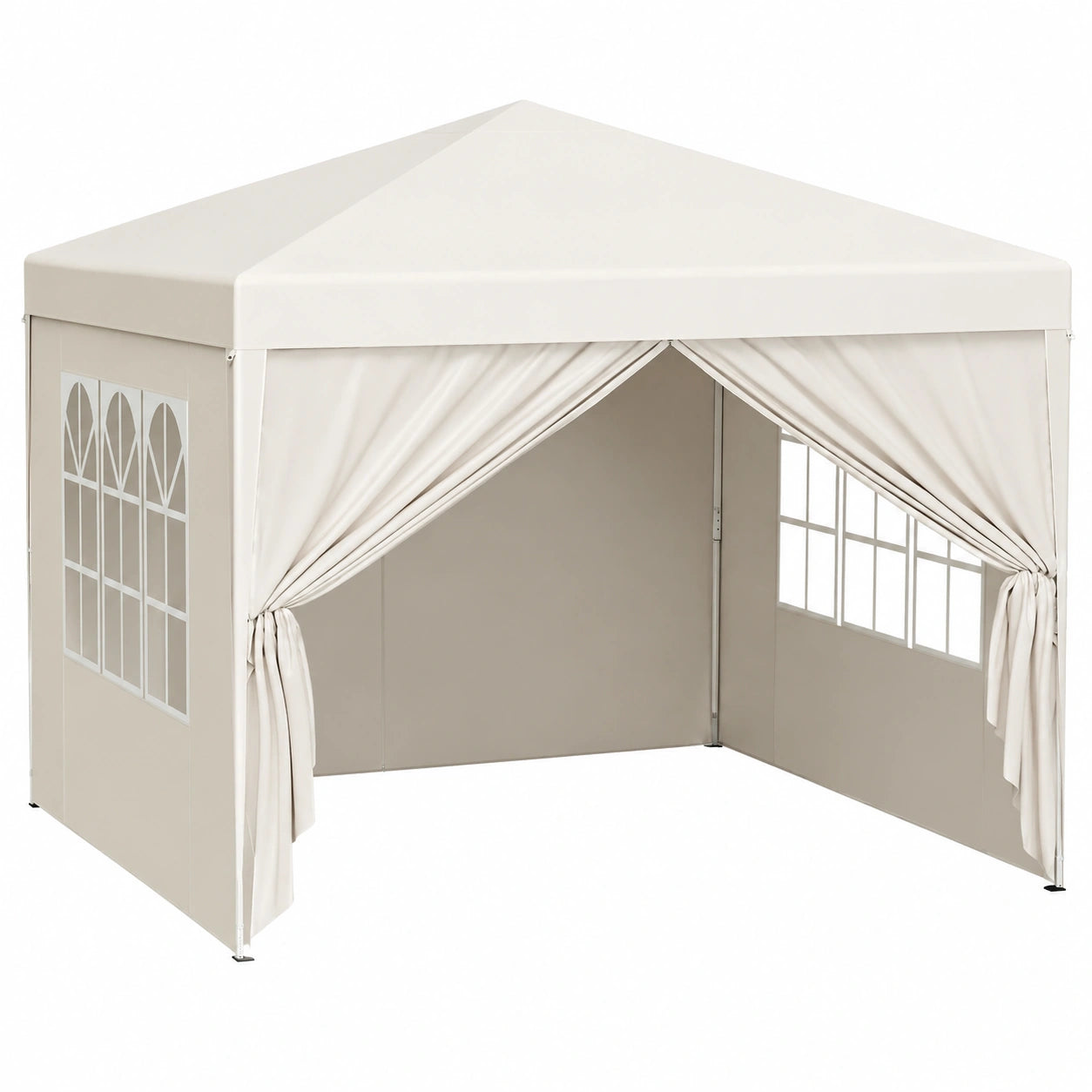 Gazebo Richiudibile 3x3m in Ferro con Telo Impermeabile Beige