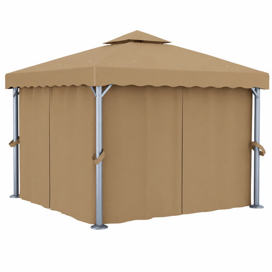 Gazebo da Giardino 3x3 m in Alluminio e Acciaio, Grigio Talpa, con Doppio Tetto e Protezione UV