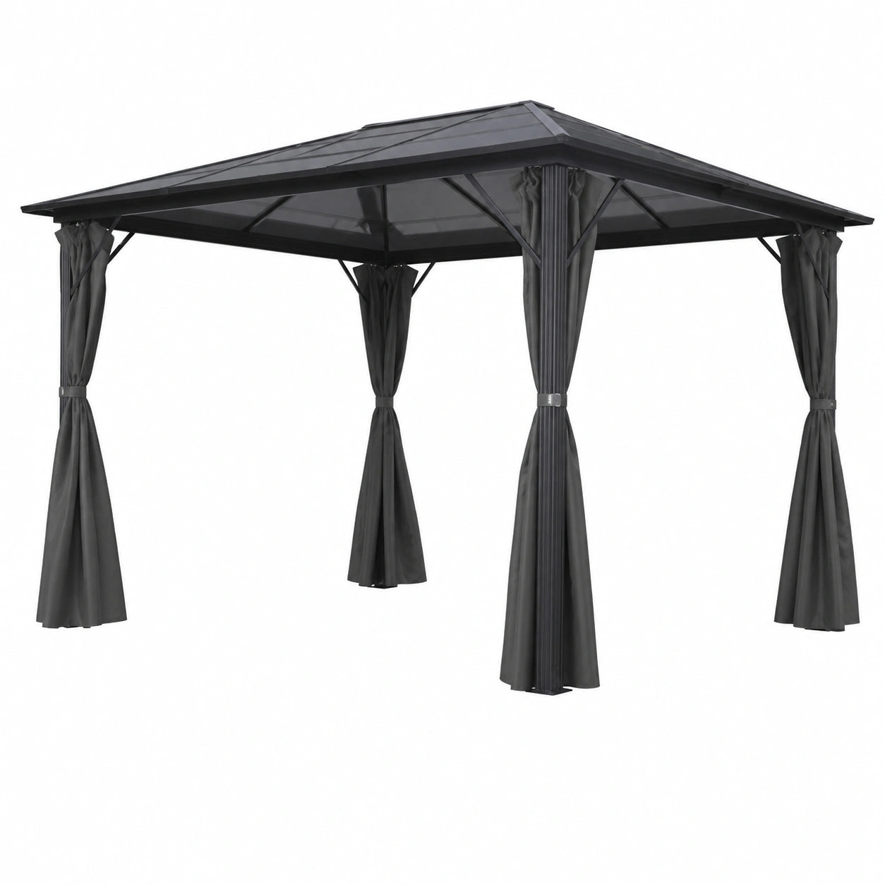 Gazebo in alluminio antracite 4x3m con tetto UV, tende laterali e impermeabile