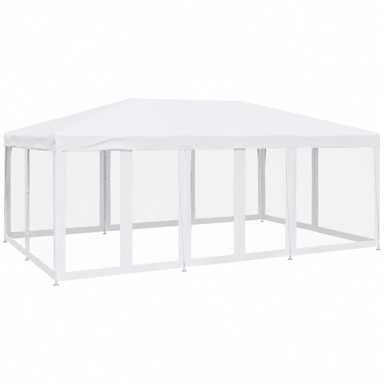 Gazebo da Giardino 6x4m con 10 Pareti in Rete HDPE Bianca