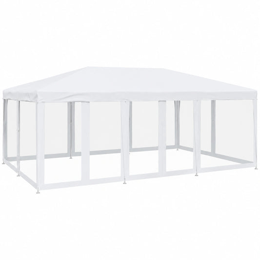 Gazebo da Giardino 6x4m con 10 Pareti in Rete HDPE Bianca