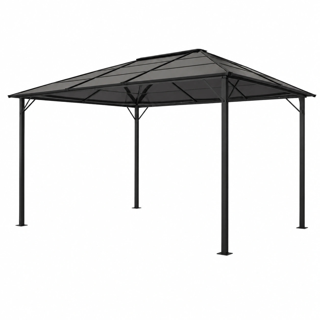 Gazebo in alluminio nero 4x3x2,6m per giardino e terrazza