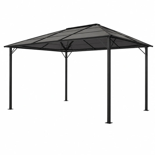 Gazebo in alluminio nero 4x3x2,6m per giardino e terrazza