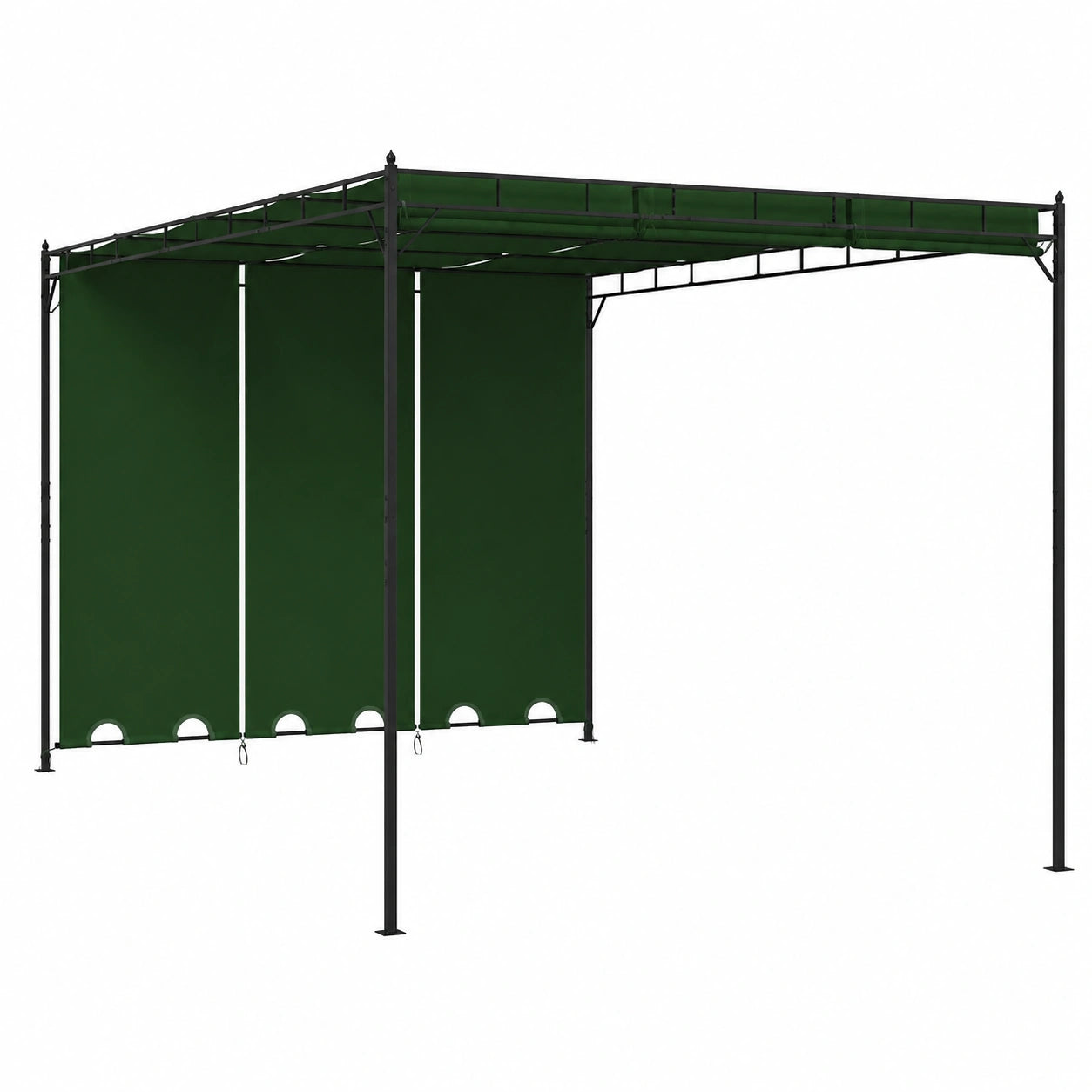 Gazebo Verde 4x3 in Alluminio con Tetto Regolabile e Pannelli Laterali per Esterni