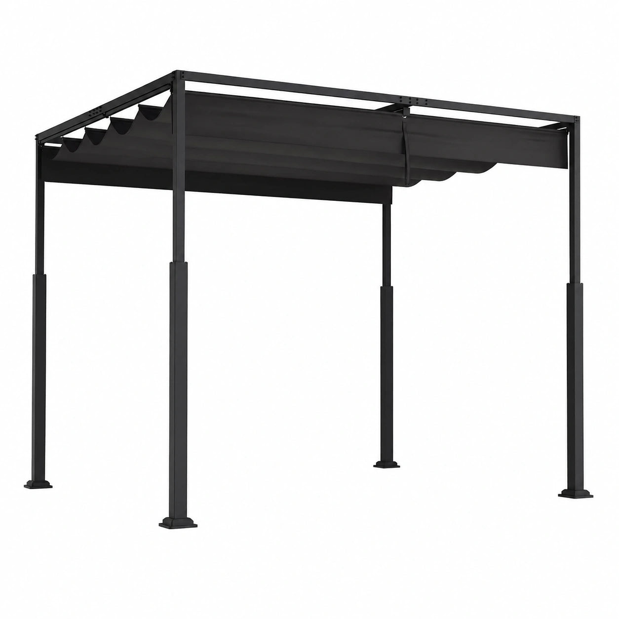 Gazebo Pergola 3x4 m in Acciaio e Poliestere Regolabile, Nero