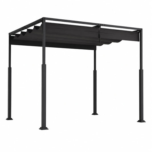Gazebo Pergola 3x4 m in Acciaio e Poliestere Regolabile, Nero