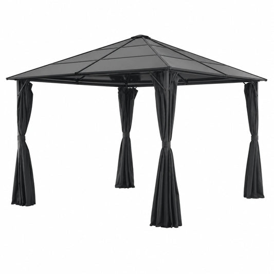 Gazebo in alluminio 3x3m nero con pannelli e protezione UV