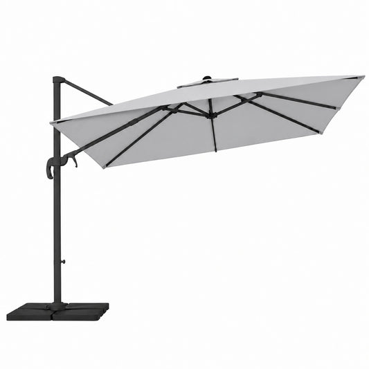 Ombrellone da Esterno 3x4m con Braccio Girevole 360°, Telo Impermeabile Anti-UV, Acciaio Inox, Grigio Chiaro