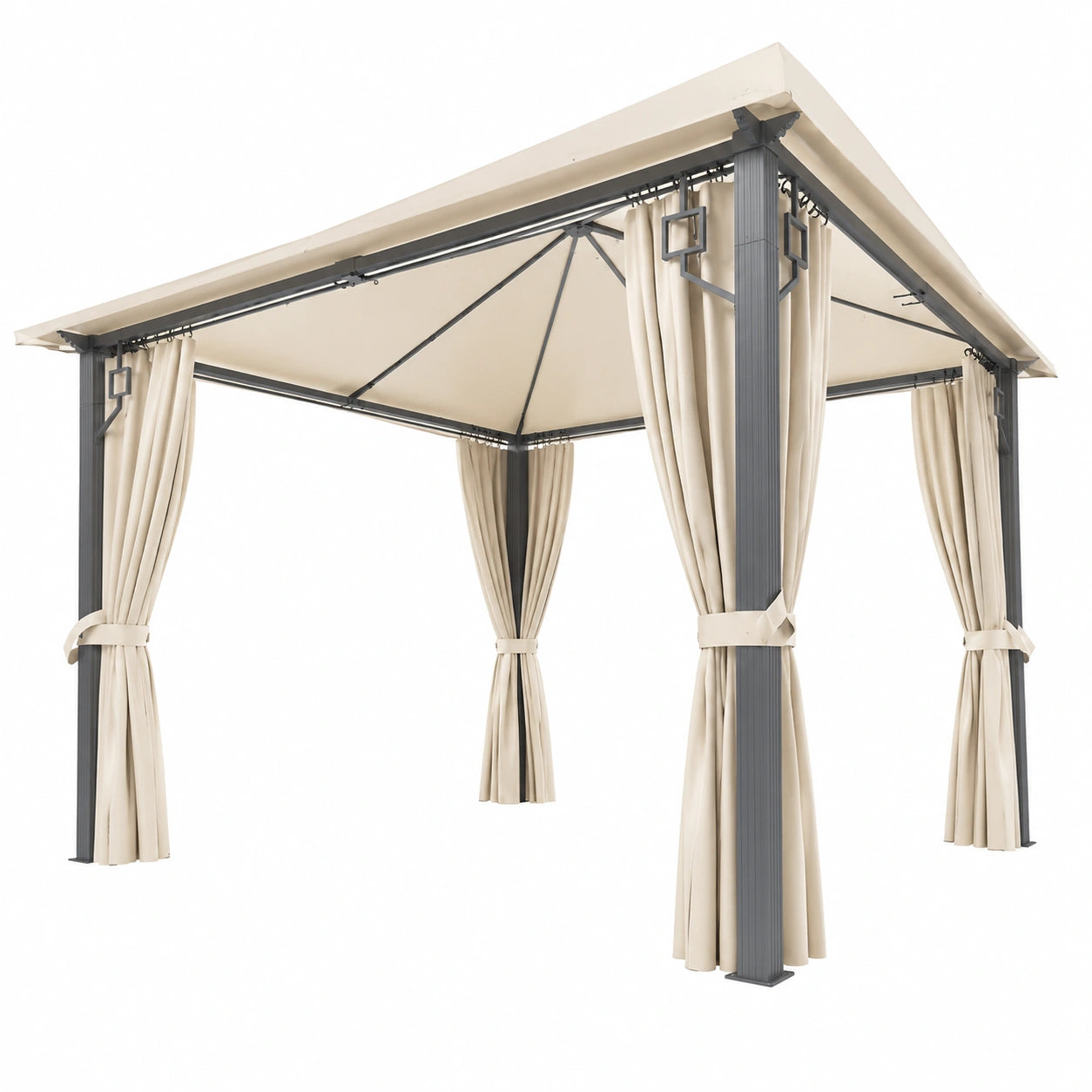 Gazebo Mangloder 3x3m con Luci LED, Struttura in Alluminio, Impermeabile e Resistente per Esterni