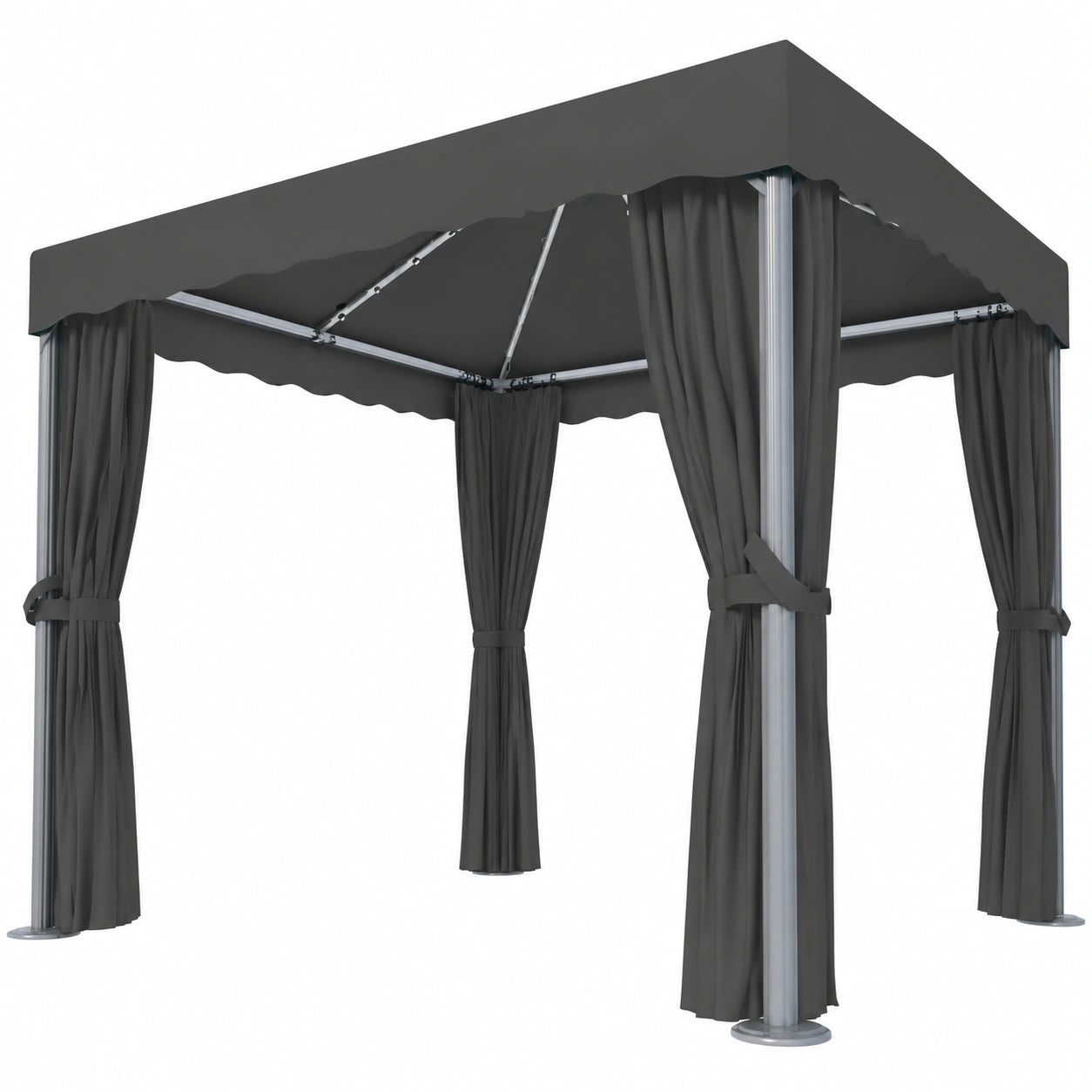 Gazebo 3x3 m in Antracite con Tende e Luci LED, Struttura in Alluminio, Impermeabile e Resistente, Pieghevole con Zanzariera