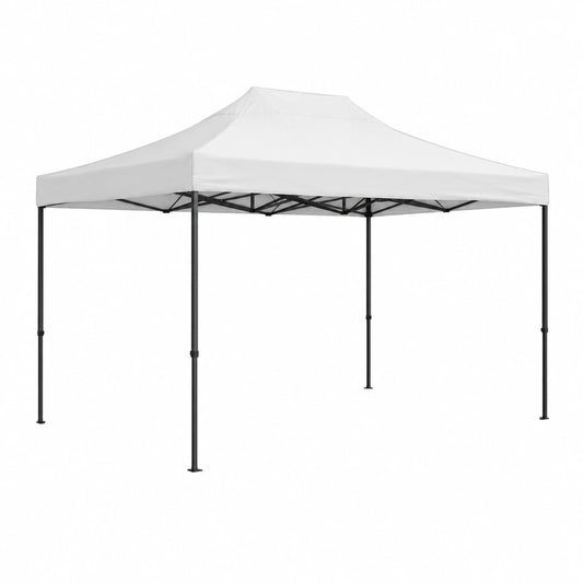 Gazebo Pieghevole Bianco in Metallo e Poliestere con Borsa per Eventi 3,1x4,5x3 mt