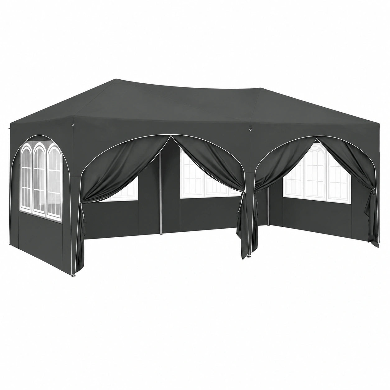 Gazebo da Giardino Impermeabile 3x6m con Pareti Laterali e Altezza Regolabile