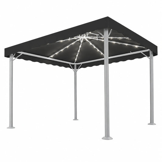Gazebo pieghevole in alluminio con luci LED, 300x300 cm, antracite, resistente e stabile con protezione UV, ideale per eventi all'aperto