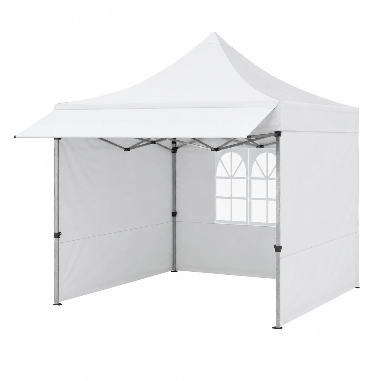 Gazebo Pieghevole 3x3 Metri Impermeabile con Protezione UV50+ e Pareti Laterali, Ideale per Giardino, Campeggio e Fiere, Colore Bianco