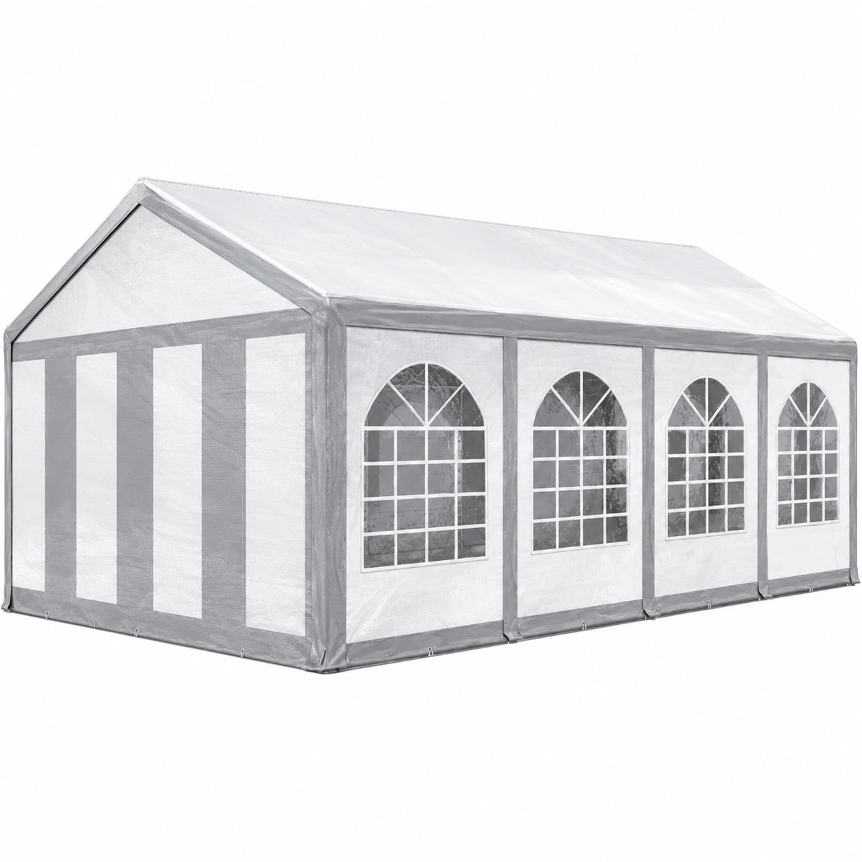Gazebo Party 5x8 m TOOLPORT per Eventi e Fiere, PE 450 N Bianco e Grigio