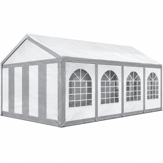 Gazebo Party 5x8 m TOOLPORT per Eventi e Fiere, PE 450 N Bianco e Grigio