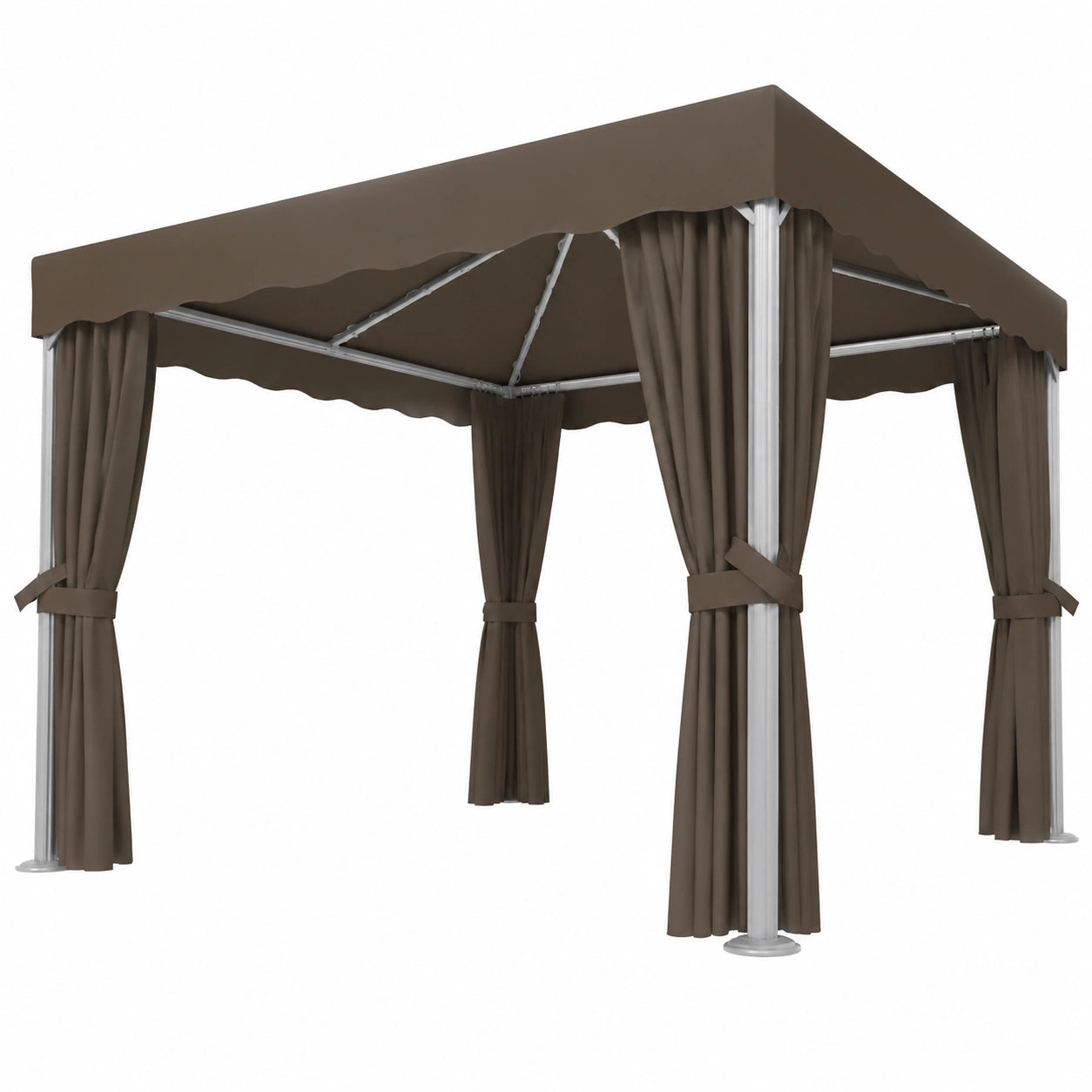 Gazebo 3x3 m in alluminio con tende, luci LED, resistente UV e meteo