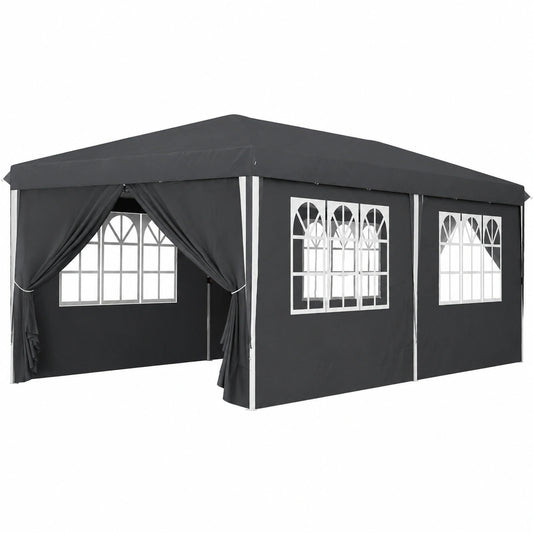 Gazebo a Montaggio Rapido 3x6m con Pareti Rimovibili e Impermeabili, Regolabile in Altezza, Struttura in Metallo Resistente, Ideale per Giardino ed Eventi