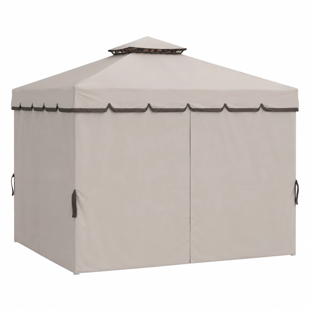 Set di 4 Teli Laterali Beige per Gazebo da Giardino 3x4m