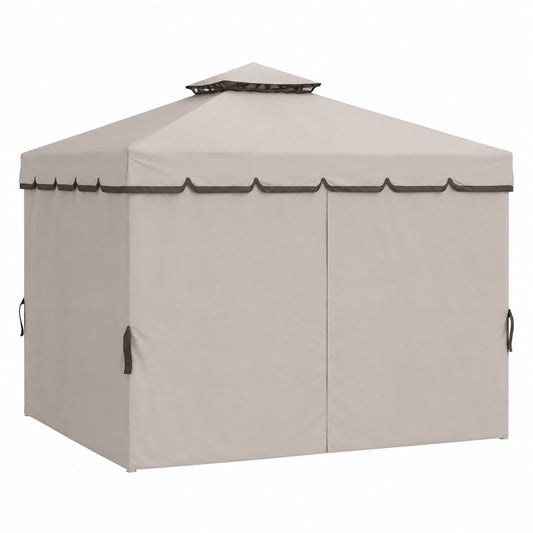 Set di 4 Teli Laterali Beige per Gazebo da Giardino 3x4m