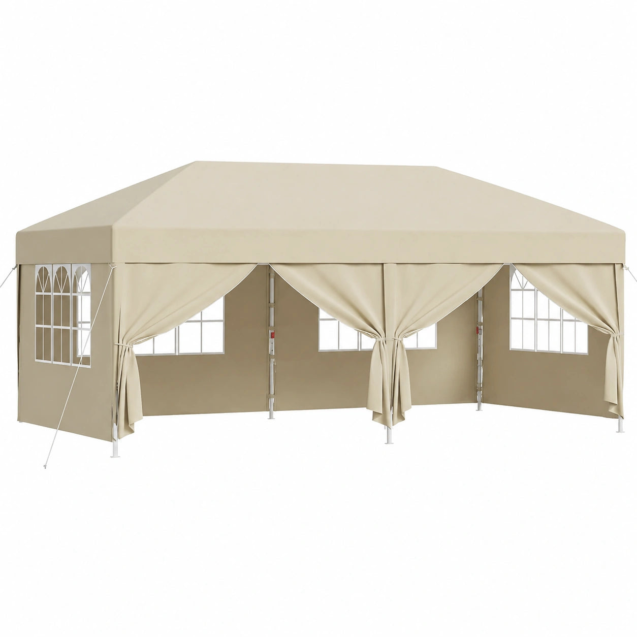 JUMMICO Gazebo Pieghevole 3x6, Montaggio Rapido, Regolabile in Altezza, Resistente al Vento e Impermeabile, Protezione UV 50+, Ideale per Giardino, Campeggio e Feste, Beige