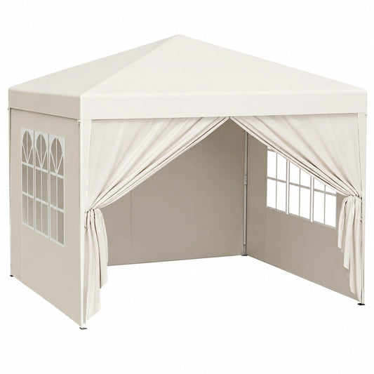 Gazebo Richiudibile 3x3m in Ferro con Telo Impermeabile Beige