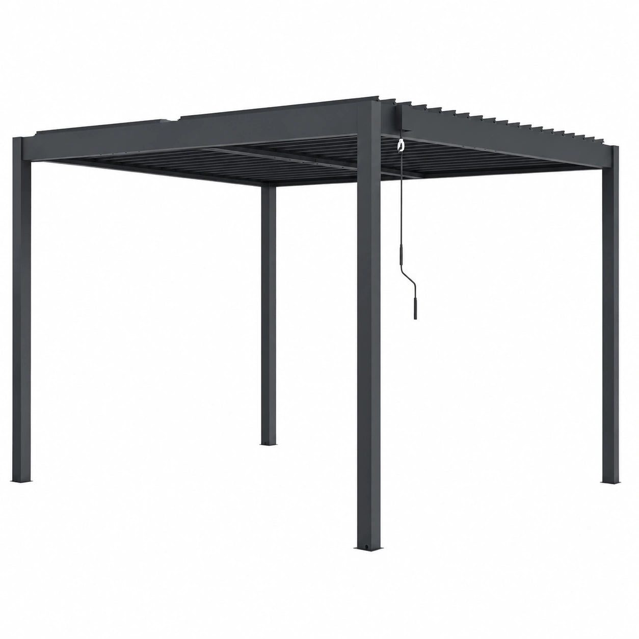 Pergola Bioclimatica Moderna in Alluminio Grigio Antracite 3x3 m con Lamelle Regolabili - Resistente al Vento