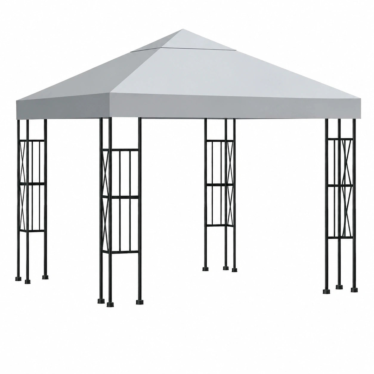 Copertura Resistente per Gazebo 3x3m, Anti-UV e Impermeabile, Fissaggio Sicuro con Velcro, Adatta per Giardino e Campeggio, Colore Grigio