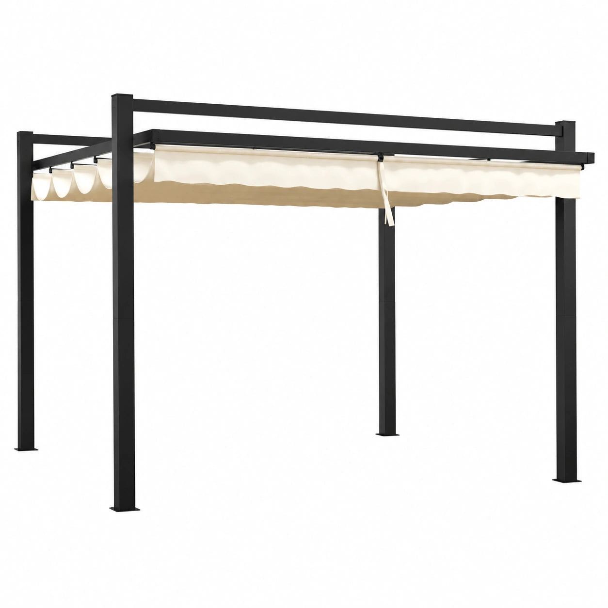 Gazebo da giardino 3x3m in alluminio con tetto retrattile UV crema, resistente e stabile