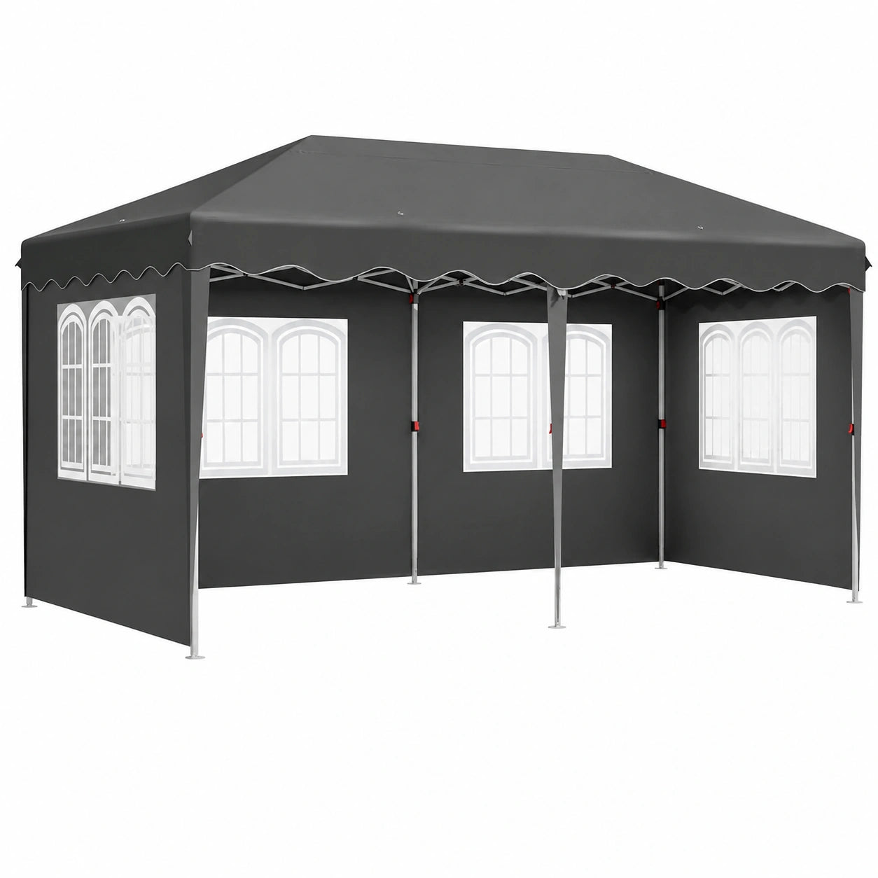 Gazebo Pieghevole 3x6 Impermeabile 420D con Pannelli Laterali, Protezione UV 50+, per Eventi all'Aperto, Grigio